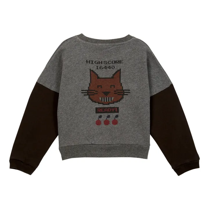 Emile et Ida Sweat Coton Bio Bicolore | Gris anthracite