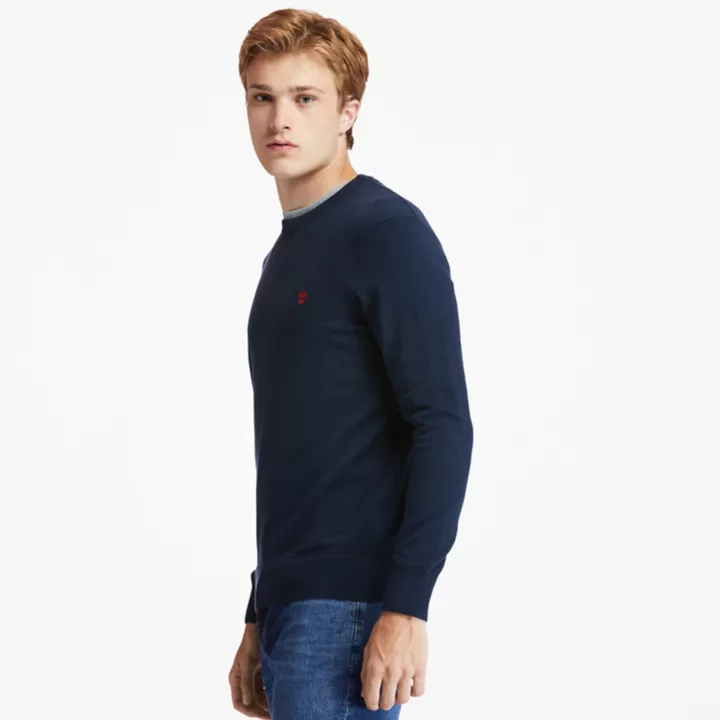 Pull à col rond Williams River pour homme en bleu marine