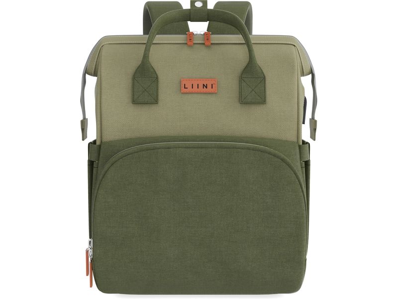 LIINI Wickelrucksack rPET Olive Wickelrucksack mit wasserabweisender Wickelunterlage für unterwegs
