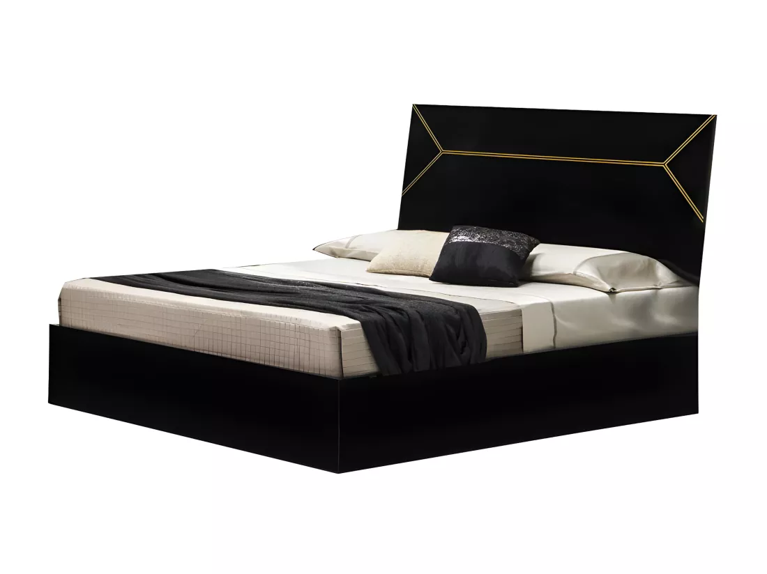 Chambre complète 160x200 Noir brillant/Or - LADABI