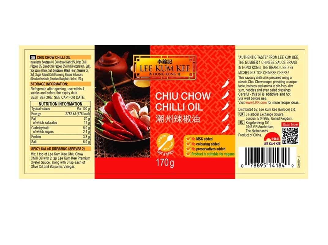 ÓLEO LEE KUM KEE CHIU CHOW CHILLI 170G