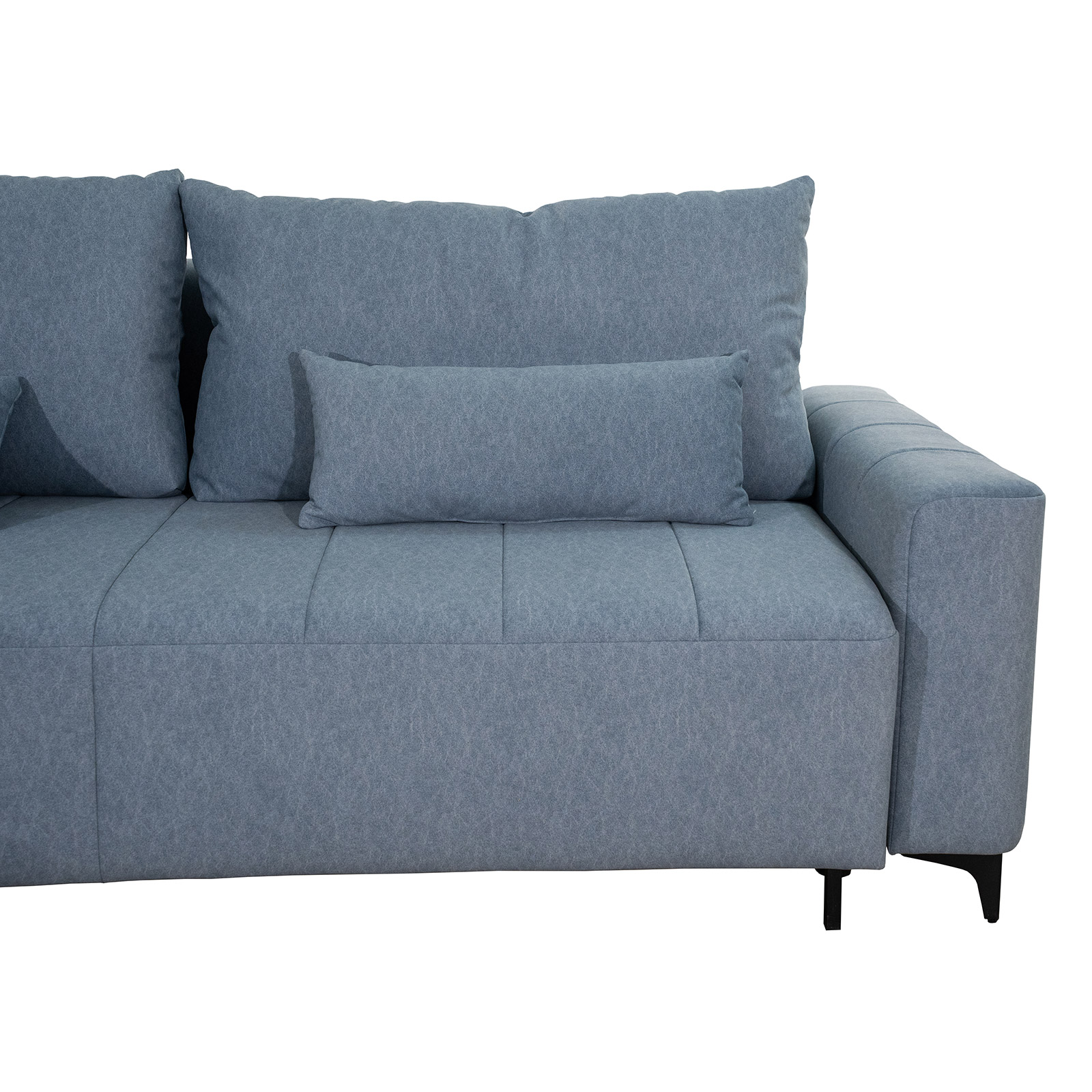 3-Sitzer Sofa - grau - Samt - mit Staukasten