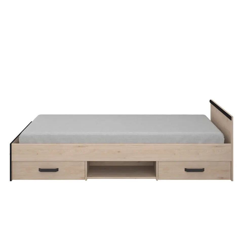 Bed Natan incl. lades - eiken/zwart - 90x200 cm