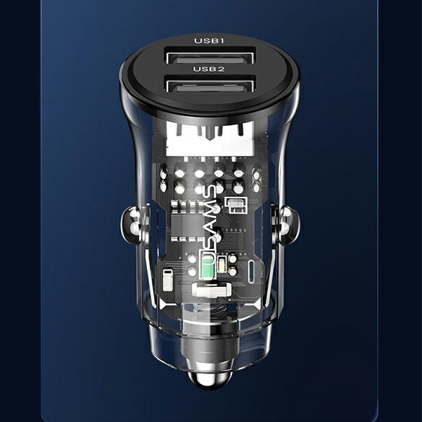 (3A) Dual USB A Auto KFZ Ladegerät Schnellladegerät für Zigarettenanzünder Power Delivery (USA001174) - Transparent