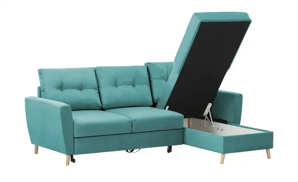 Ecksofa Carla Türkis/Petrol rechts