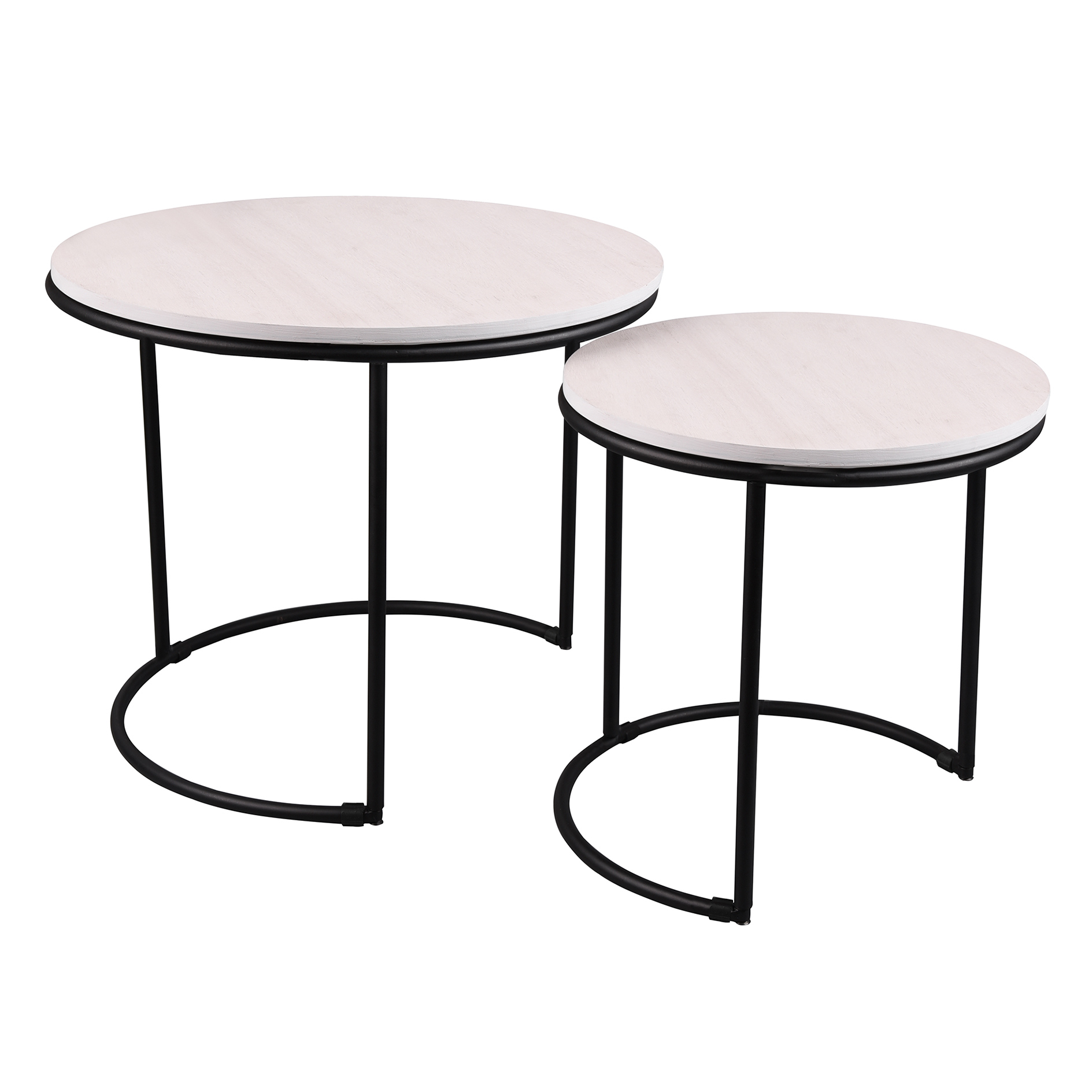2er-Set Couchtisch - weiß-schwarz - Metall