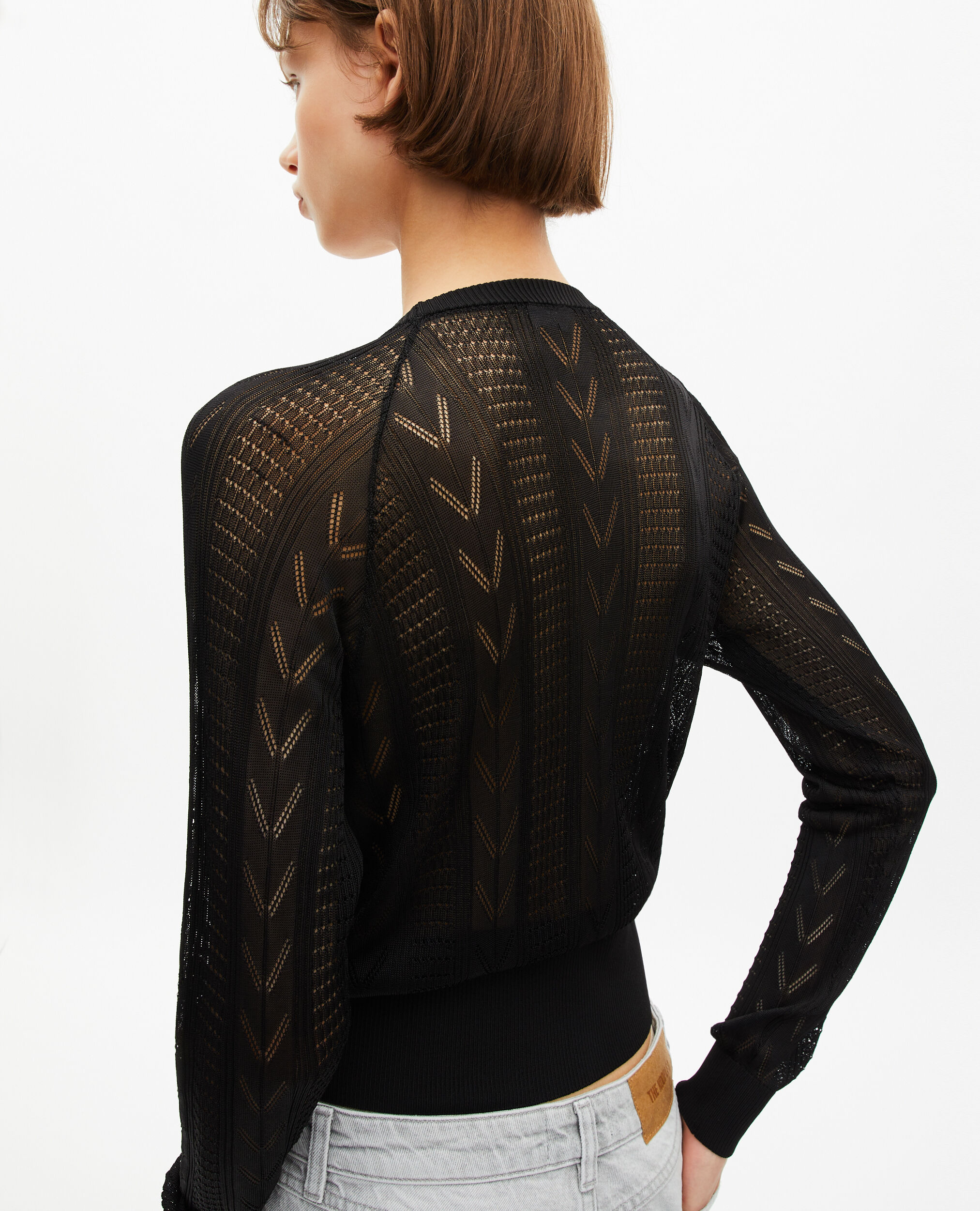 Pull à dos transparent noir