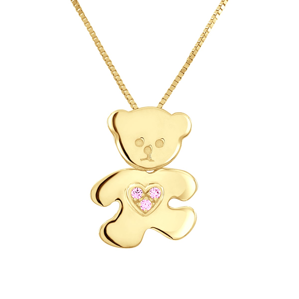 Pendentif OURSON COEUR ROSE - Or Jaune