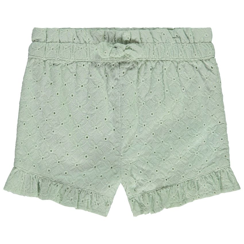 Short unie en broderie anglaise pour bébé fille - Vert