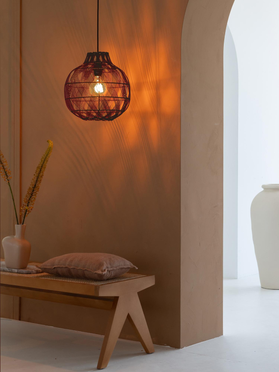 Good&Mojo Mendoza hanglamp Ø35 naturel/burgundy