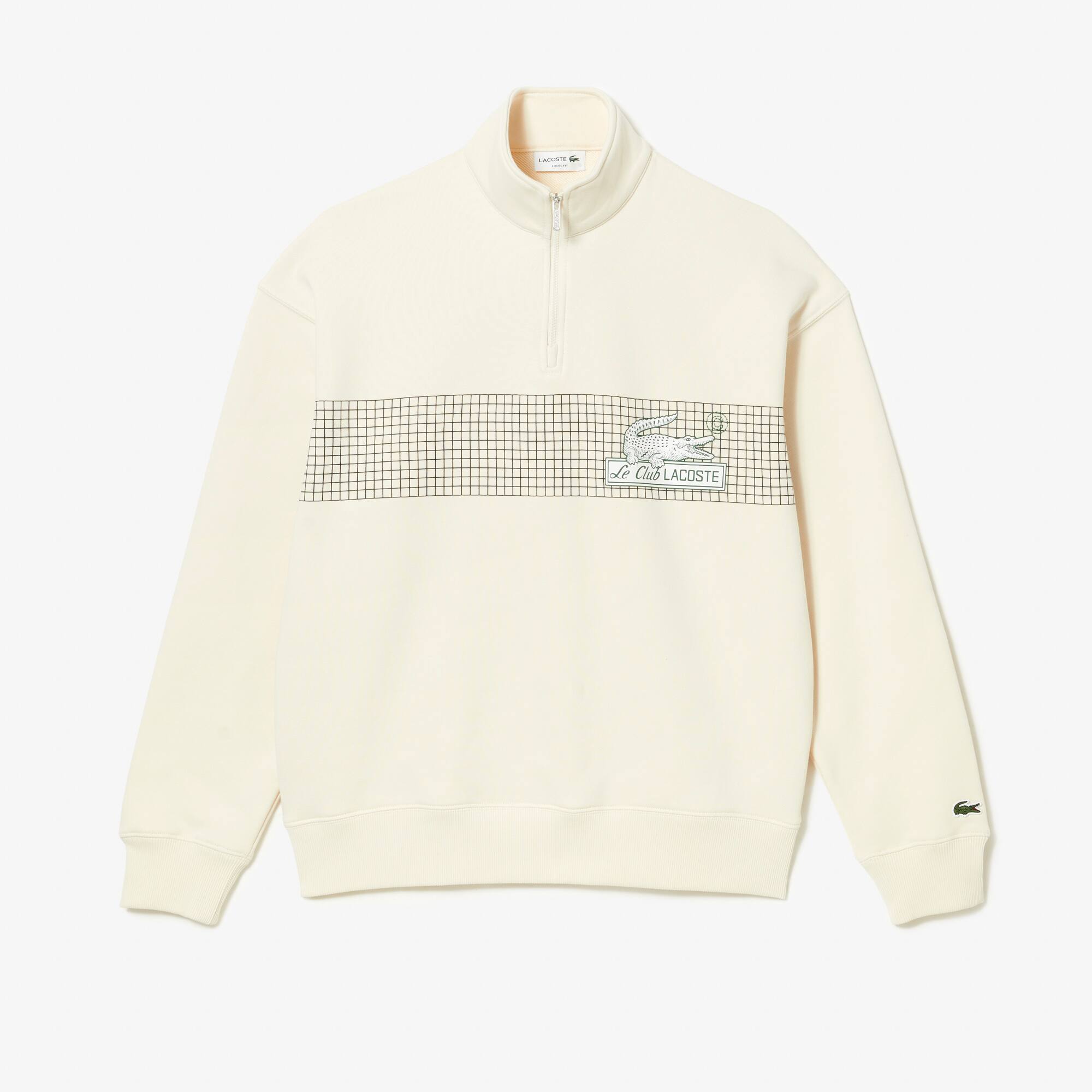 Sweatshirt col zippé homme Lacoste loose fit en coton biologique Sweatshirts - Blanc - Lacoste - Homme
