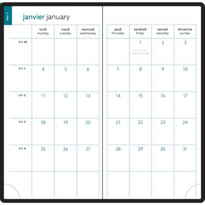 Exacompta Mini Labo Easytime - Agenda 9 X 17.5 cm - 2025 - semainier - reliure piquée - 17 Poches - papier blanc - couverture blanche - carton