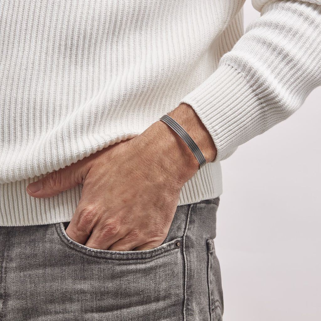 Bracelet Jonc Ouvert Acier Bicolore Anderson