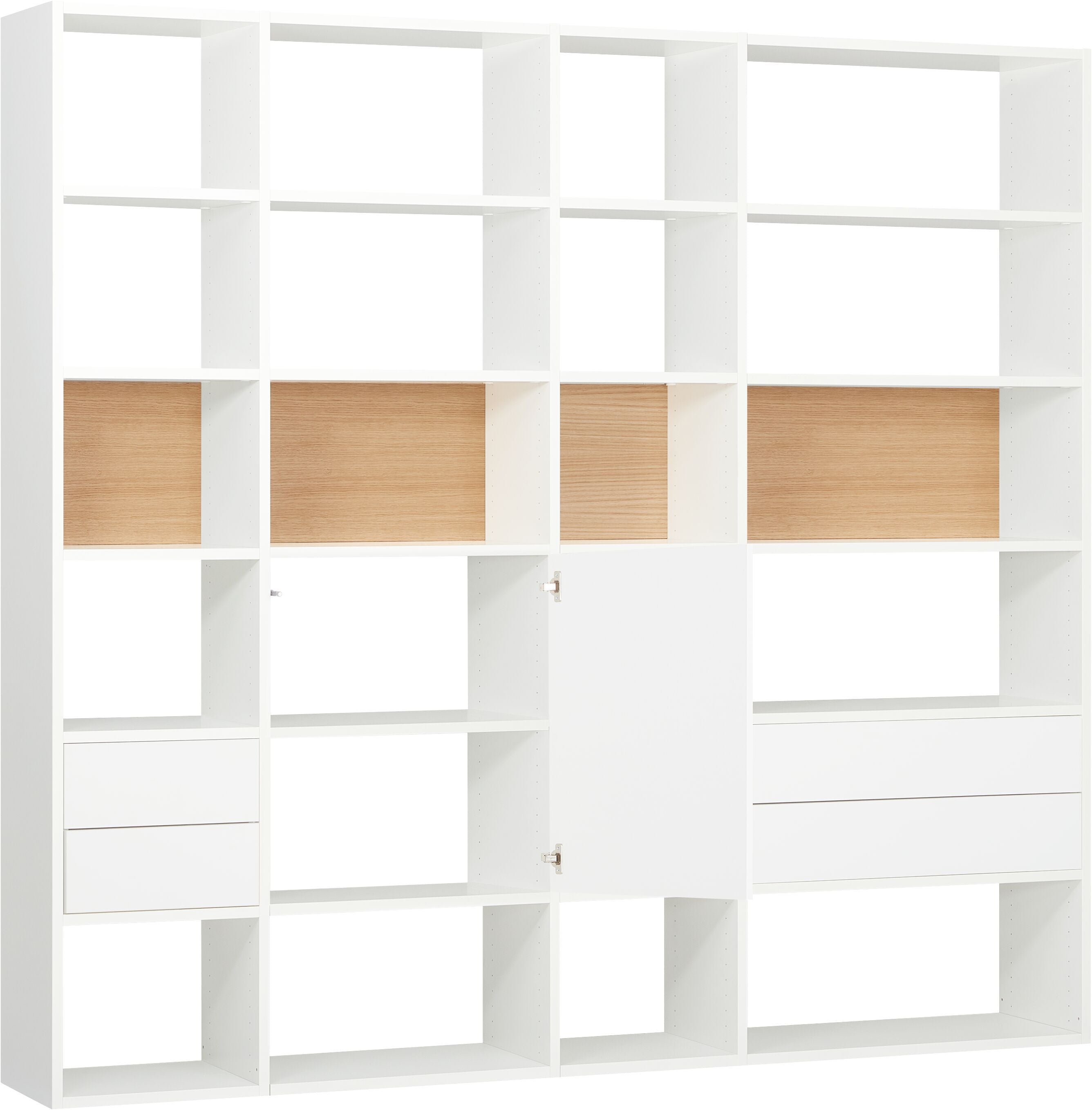 TARA Regal - Weiss / Eiche / B: 220.0 cm x T: 33.0 cm x H: 222.0 cm