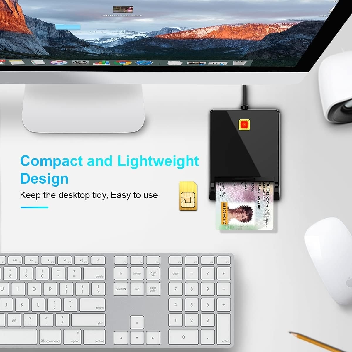 NÖRDIC USB-A Smart- og SIM-kortleser ISO7816 ID-kort EMV Kredittkort