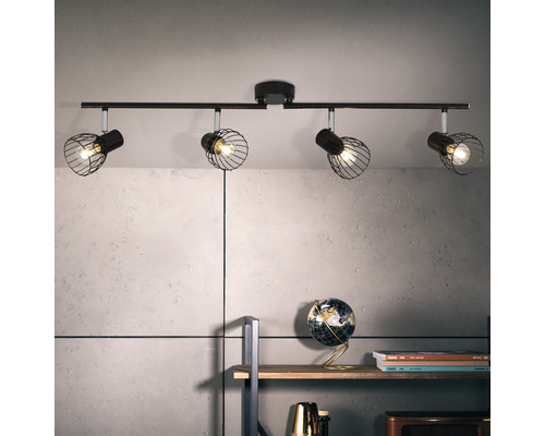 Plafondspot, 4-lichts, 80 cm breed, zwart