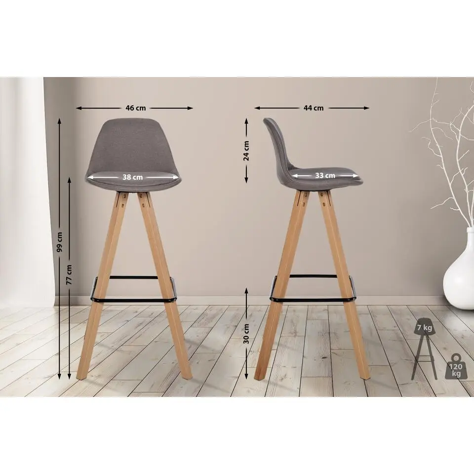 CLP Barkruk Corbin natura Frame - Stof - taupe