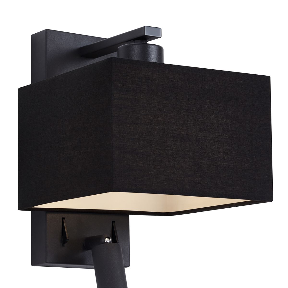 Moderne wandlamp zwart vierkant met leeslamp - Puglia