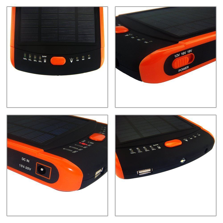(23000mAh) USB A Mega Solar Powerbank Ladestation inkl. Ladeadapter 12V/16V/19V   Taschenlampe