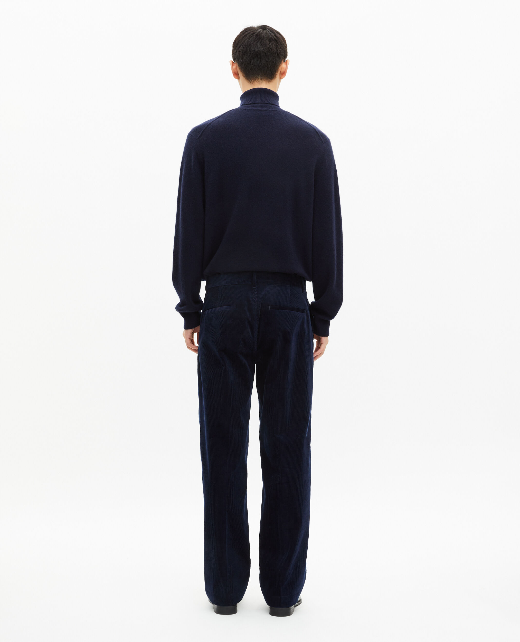 Pantalon large en velours côtelé marine