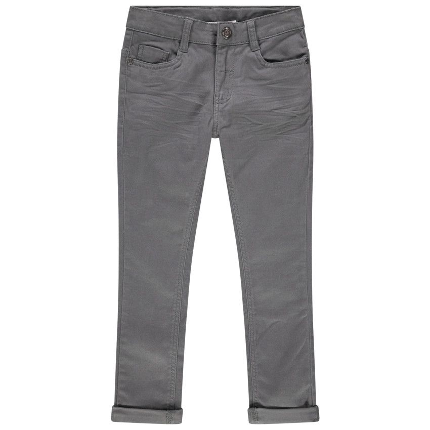 Pantalon à poches uni effet used et crinkle - Gris chiné