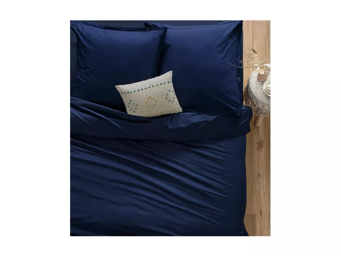Housse de couette 1 Personne en Coton Bleu encre 140 x 200 cm