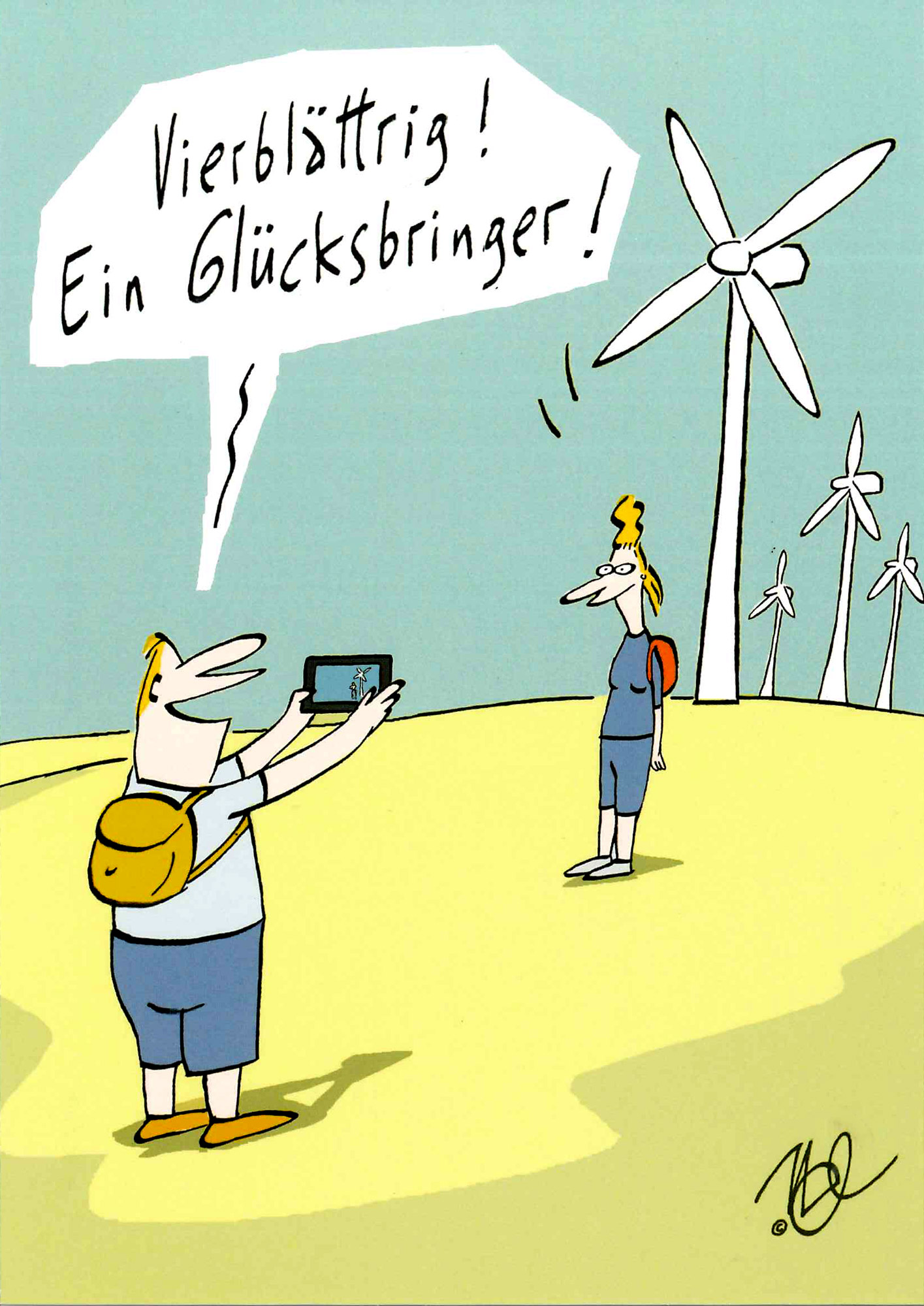 Postkarte 'Vierblättrig! Ein Glücksbringer!' günstig bestellen