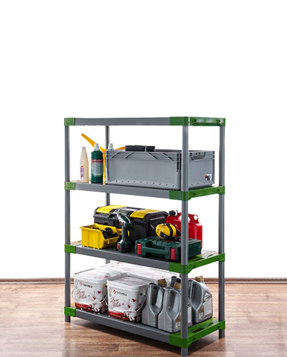 PROREGAL Kunststof Plank Grey Bear Laag HxBxD 138 x 80 x 46 cm Plank Draagvermogen 120 kg Grijs/Groen