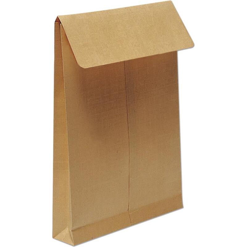 Boite de 125 Pochettes Kraft Armé Brun C4-229x324 mm avec Soufflet de 30 mm - Auto-Adhésives - 130g/m2 - Brun