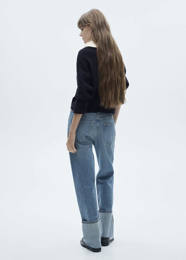 MANGO Sweater with contrasting collar Navy