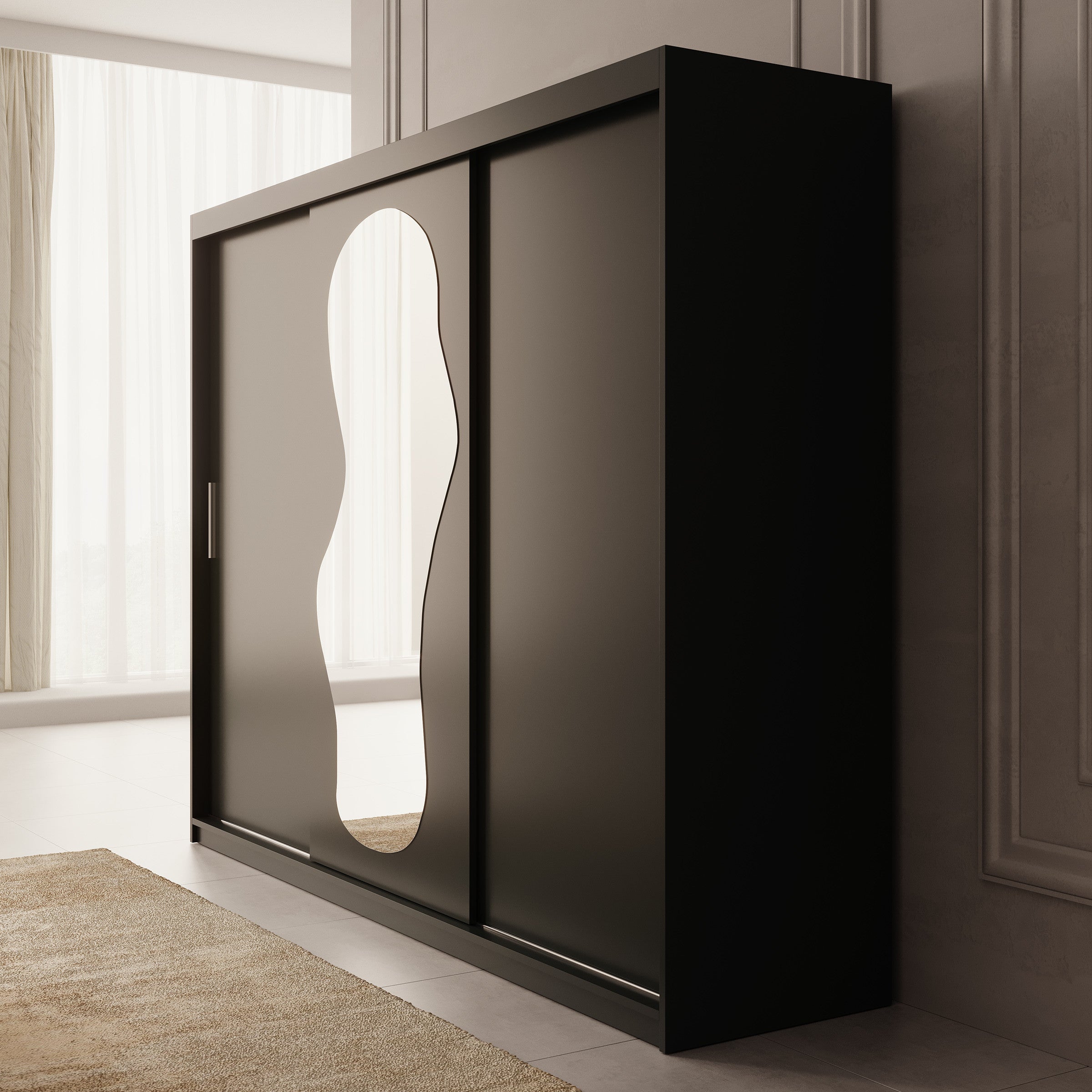 Ulysses - Kledingkast met schuifdeuren - Zwart - 250x62x200 cm