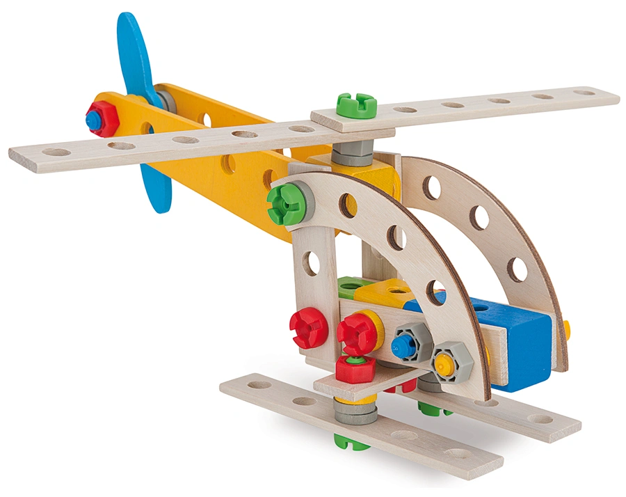 Holz-Kranwagen CONSTRUCTOR 65-teilig in bunt
