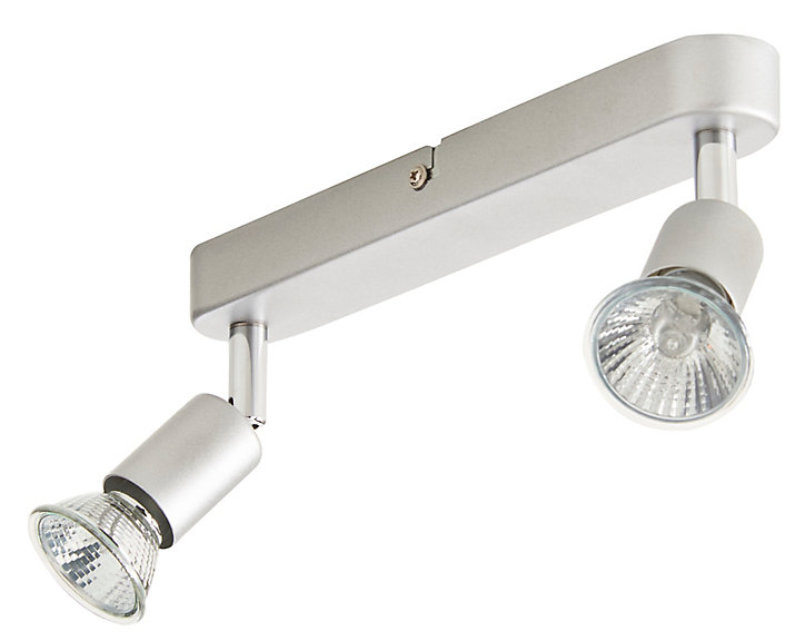 Réglette 2 spots Sasha métal argent GU10 2x50 W
