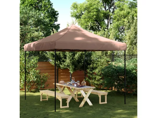 Tente de réception pliable escamotable marron 292x292x315 cm