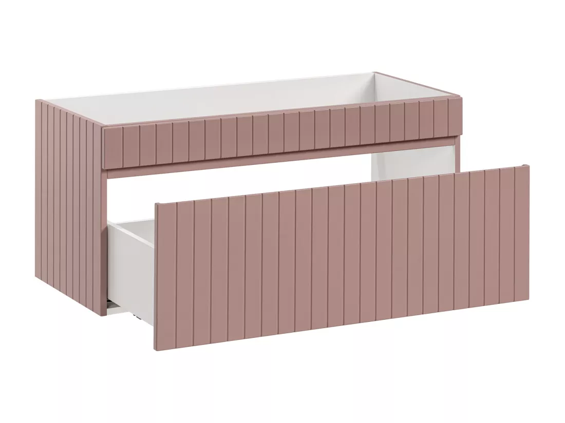 Meuble sous vasque suspendu strié rose - 100 cm - SATARA