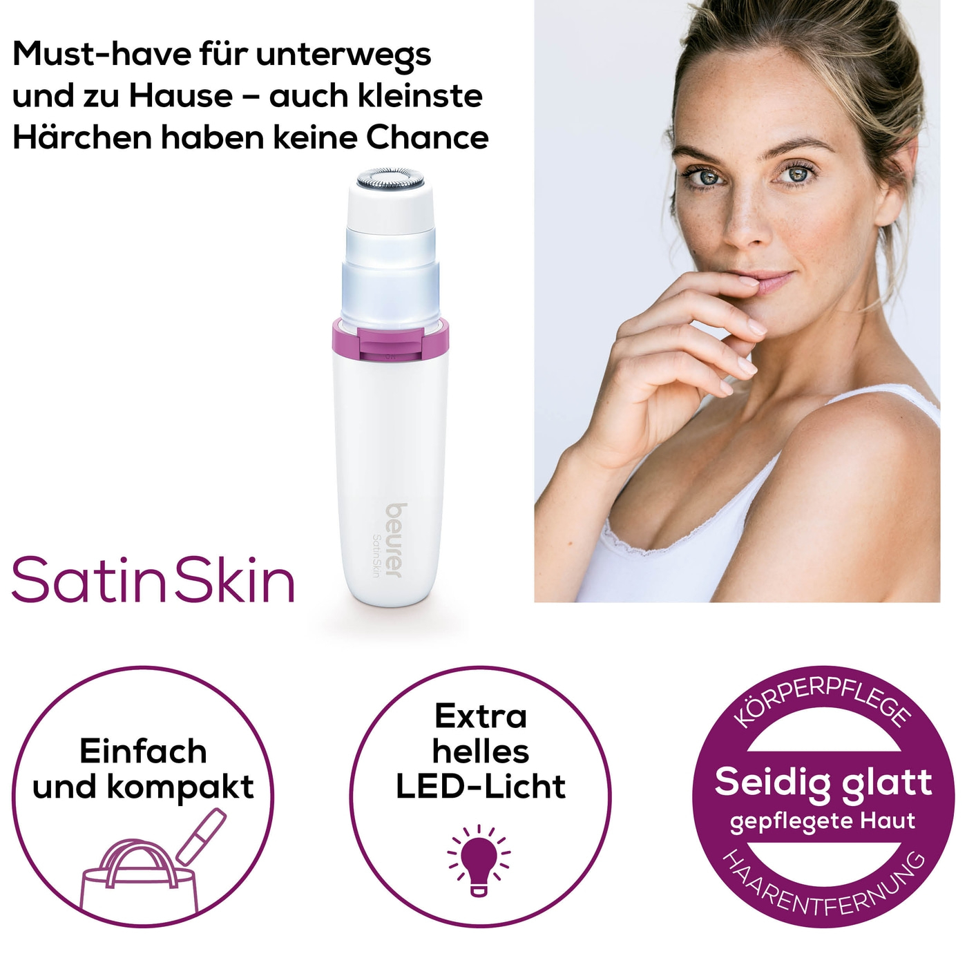 HL 16 Gesichtsrasierer Augenbrauen / Nasen- / Ohrenhaar Trimmer (57612) - Weiss / Lila