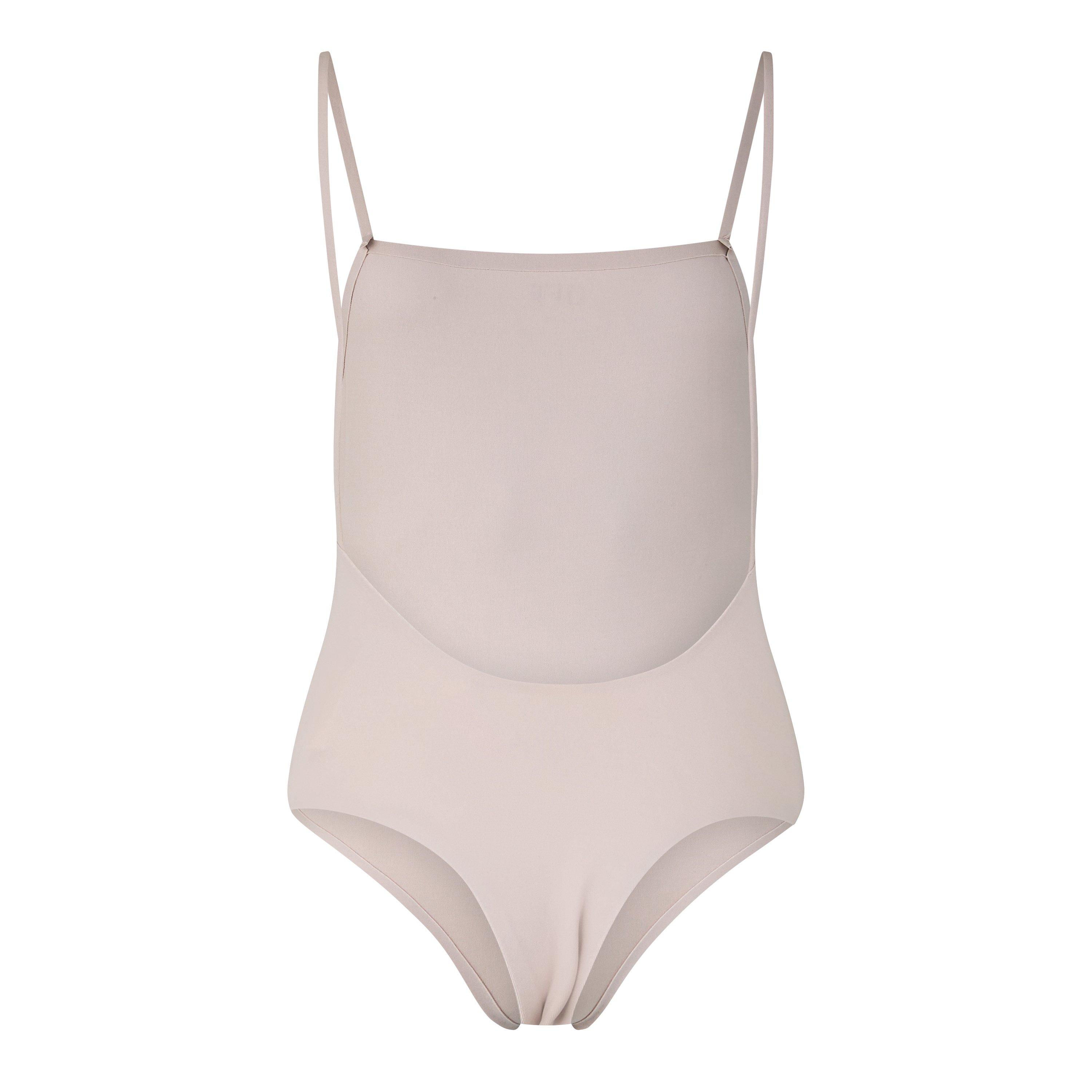 Off White Straight Neckline Sleek Bodysuit