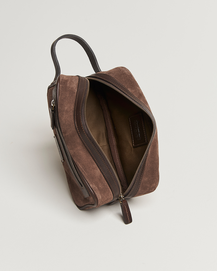 Anderson's Suede Washbag Dark Brown