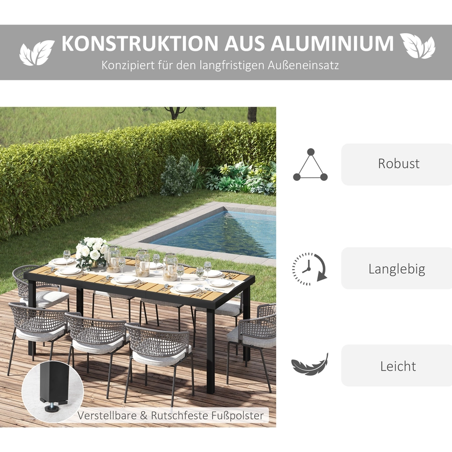 Outsunny Esstisch mit Alurahmen natur