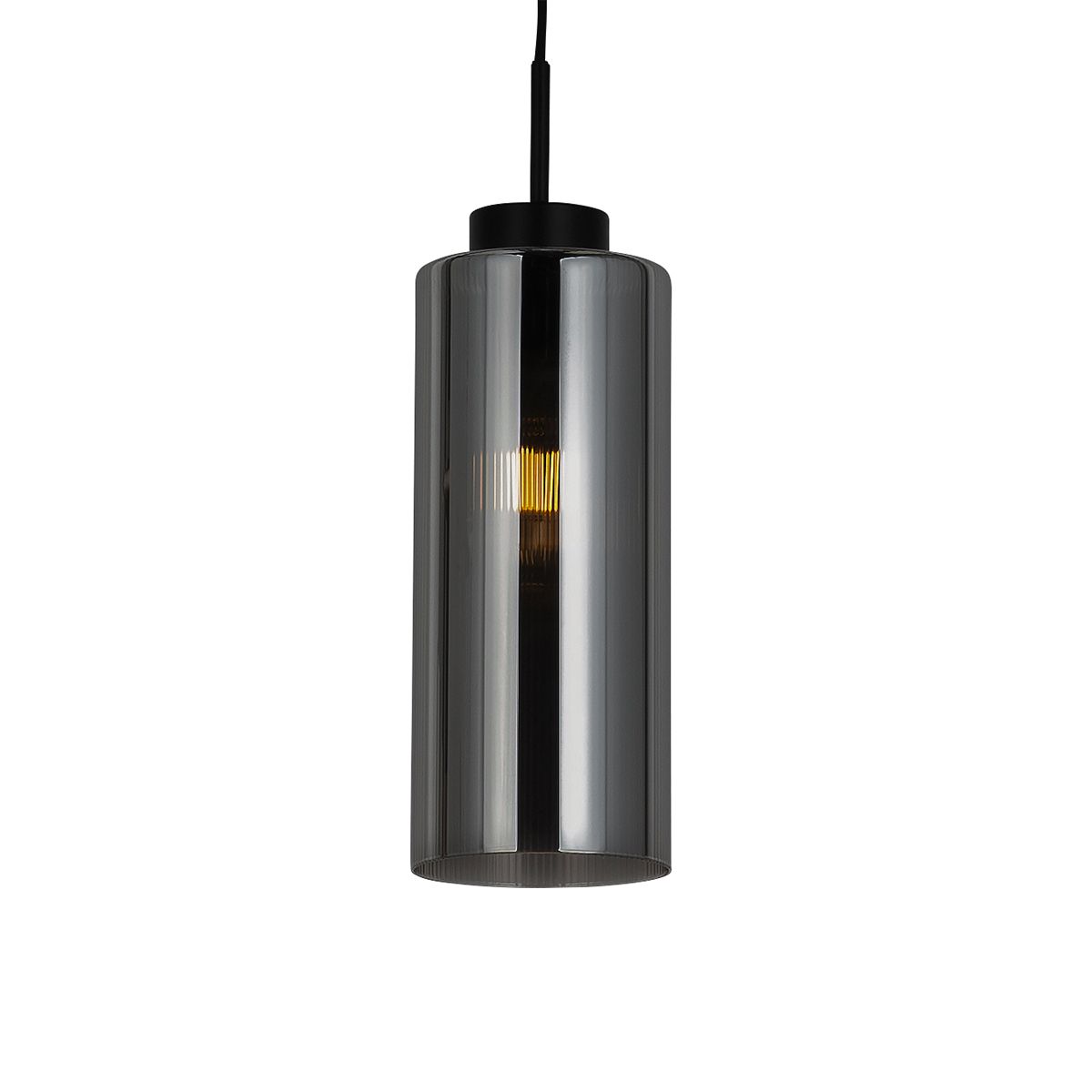 Smart hanglamp zwart met smoke glas incl. Wifi ST64 - Laura