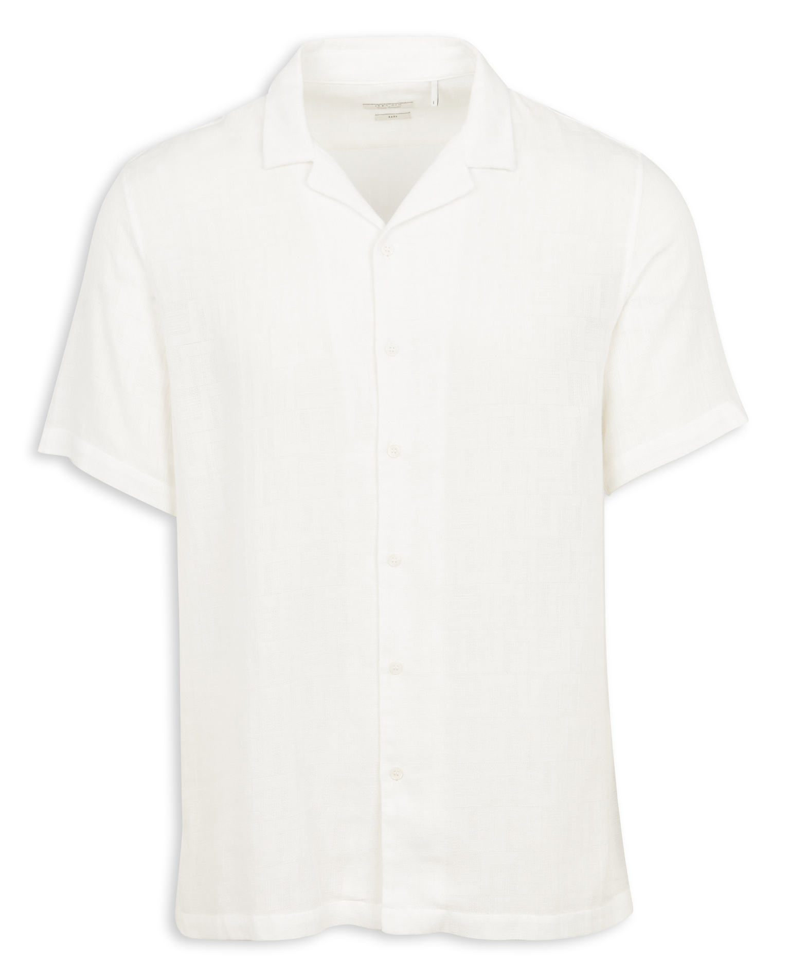Chemise col cubain en coton mélangé| Blanc