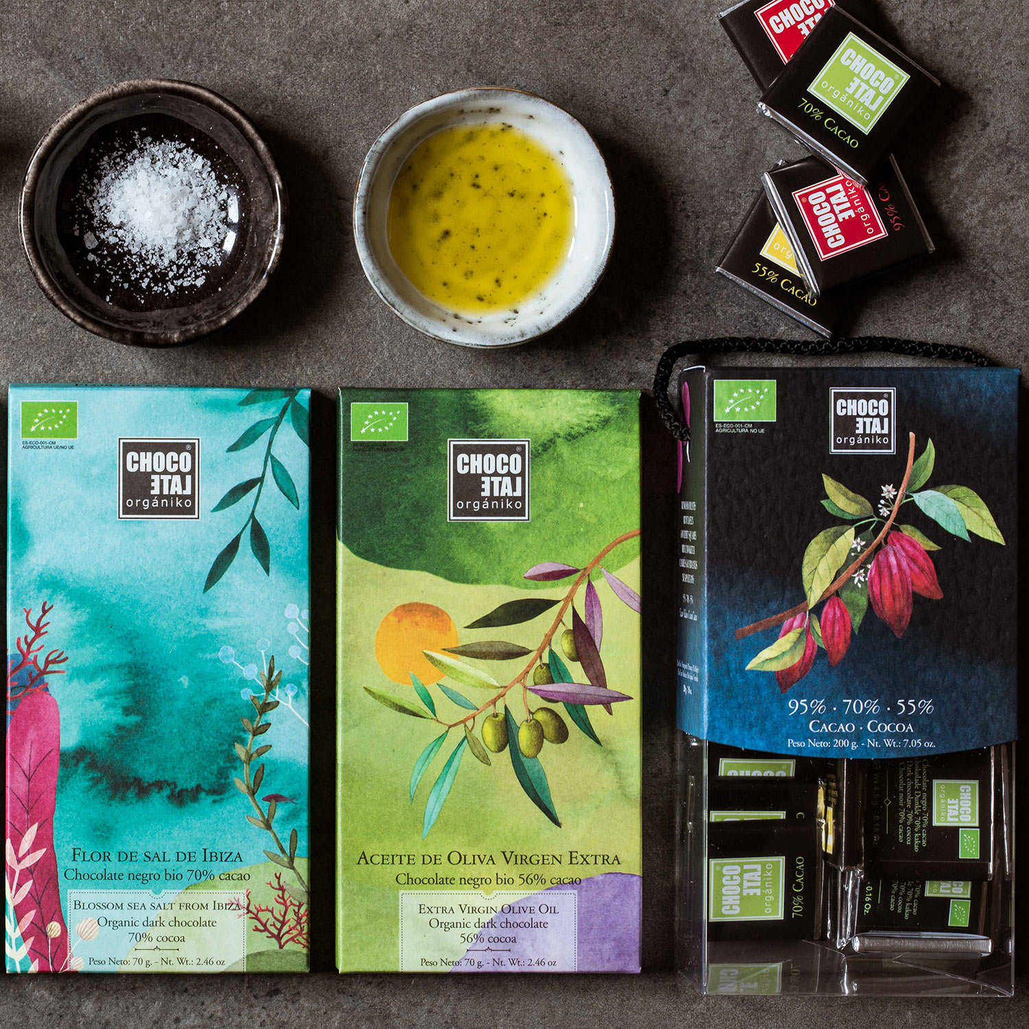 Tablette de chocolat noir 56% à l'huile d'olive extra vierge bio - Chocolate Organiko