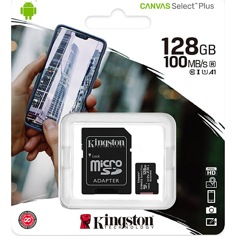 Kingston 128GB micSDHC Canvas Select Plus 100R A1 C10 Card+AD