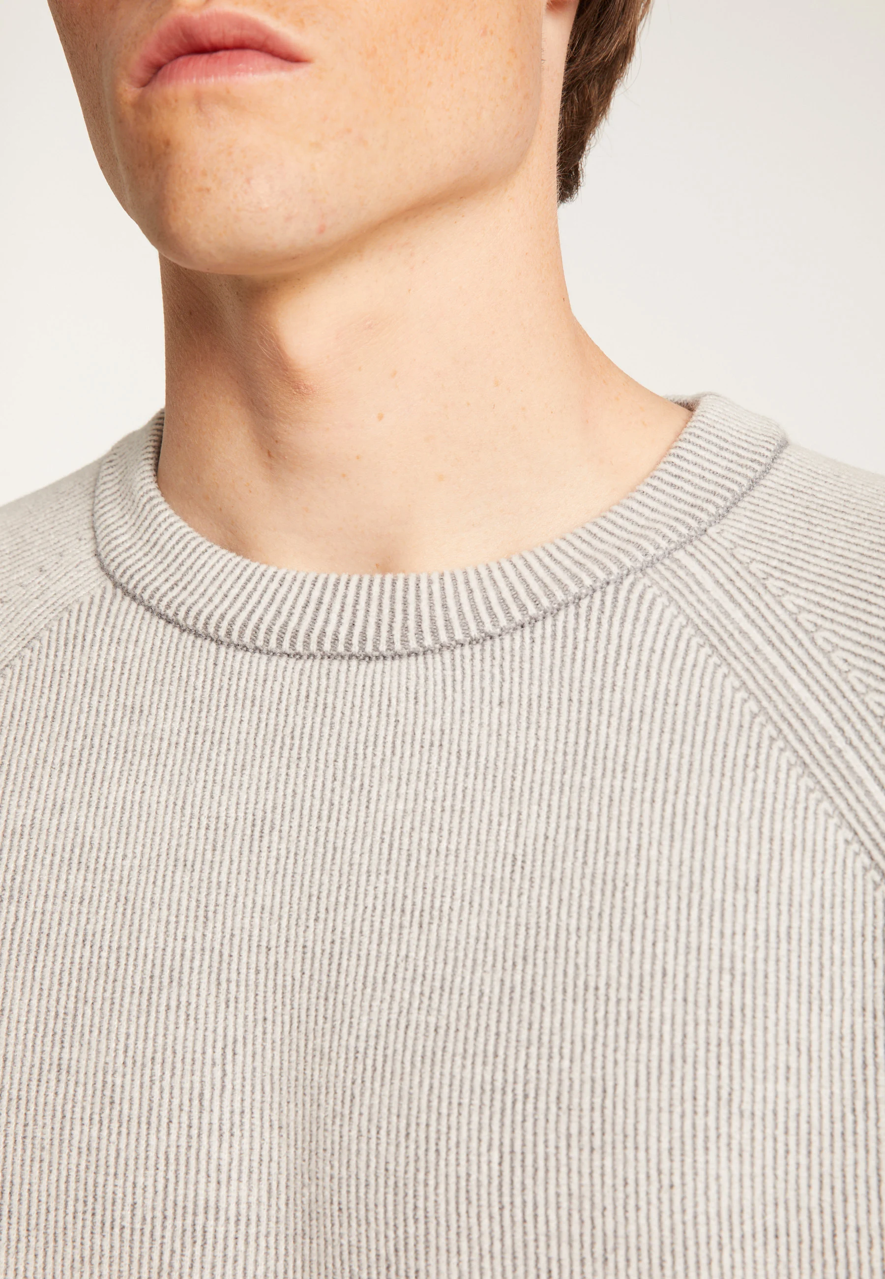 TINOAH24 - Pull col rond en laine velours | Gris