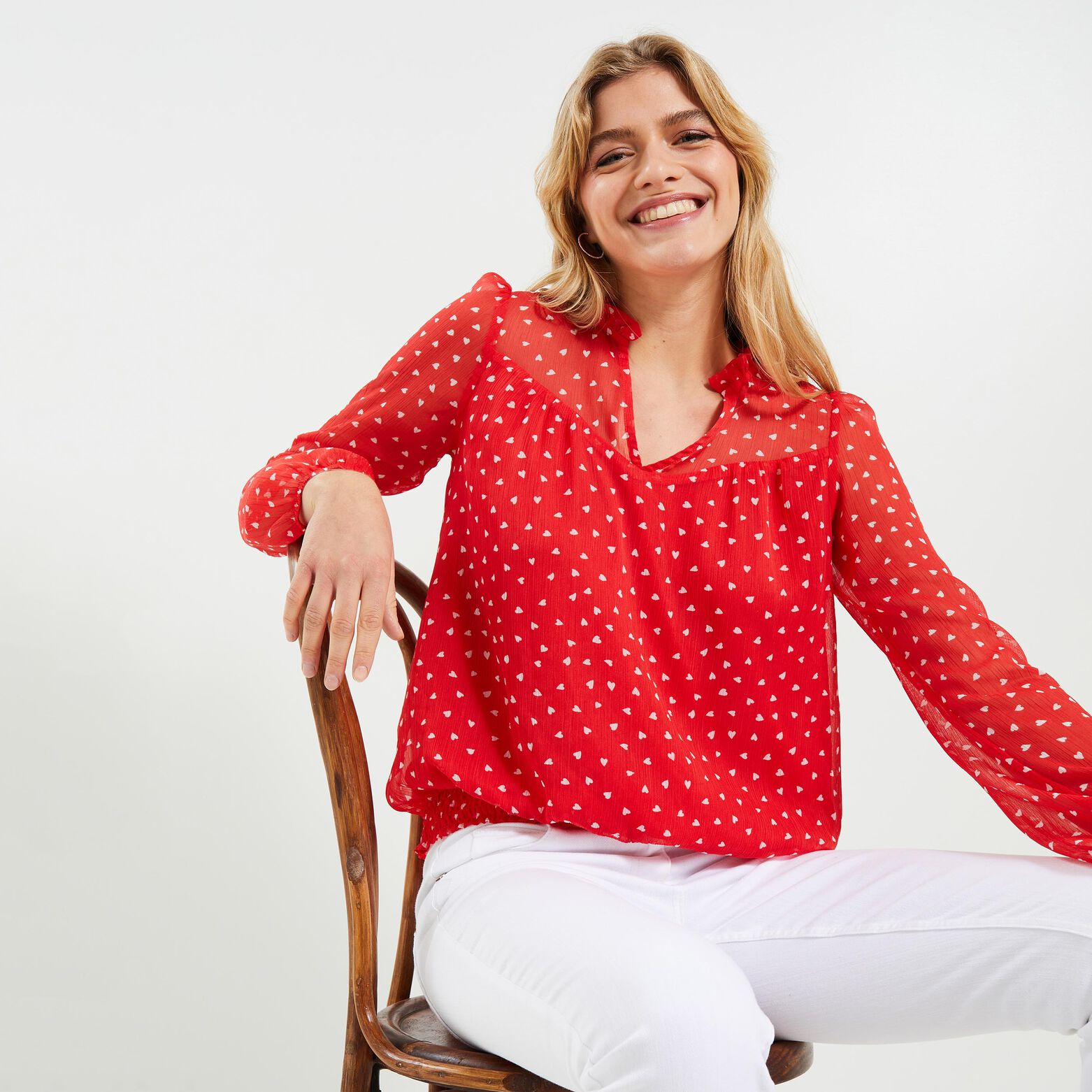 Blouse col V femme