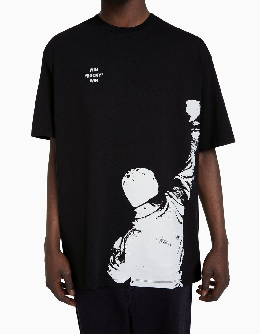 Camiseta Rocky de manga curta e corte reto