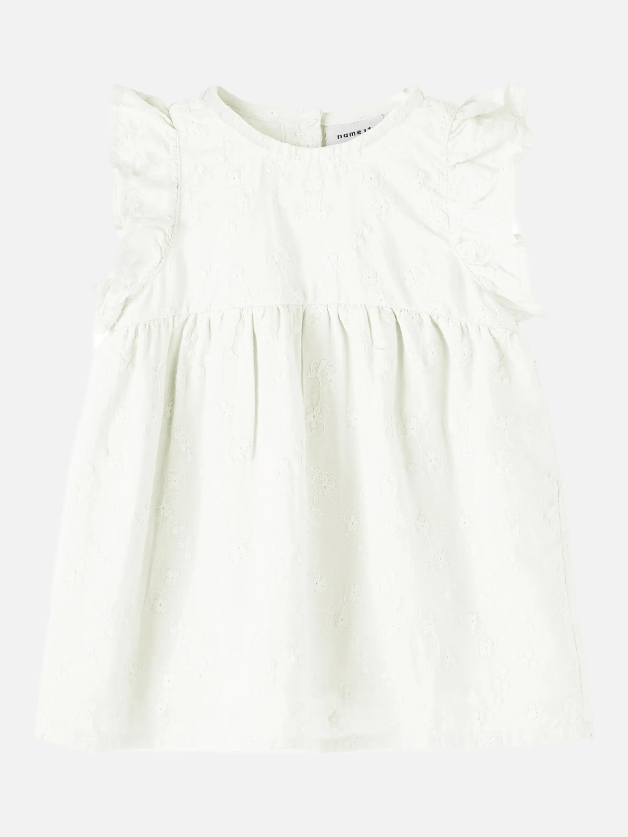 Mädchen Kleid mit Stickerei und Flügelärmelchen