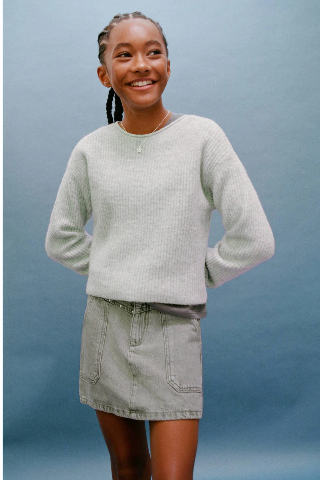 Mango Kids denim spijkerrok grey denim