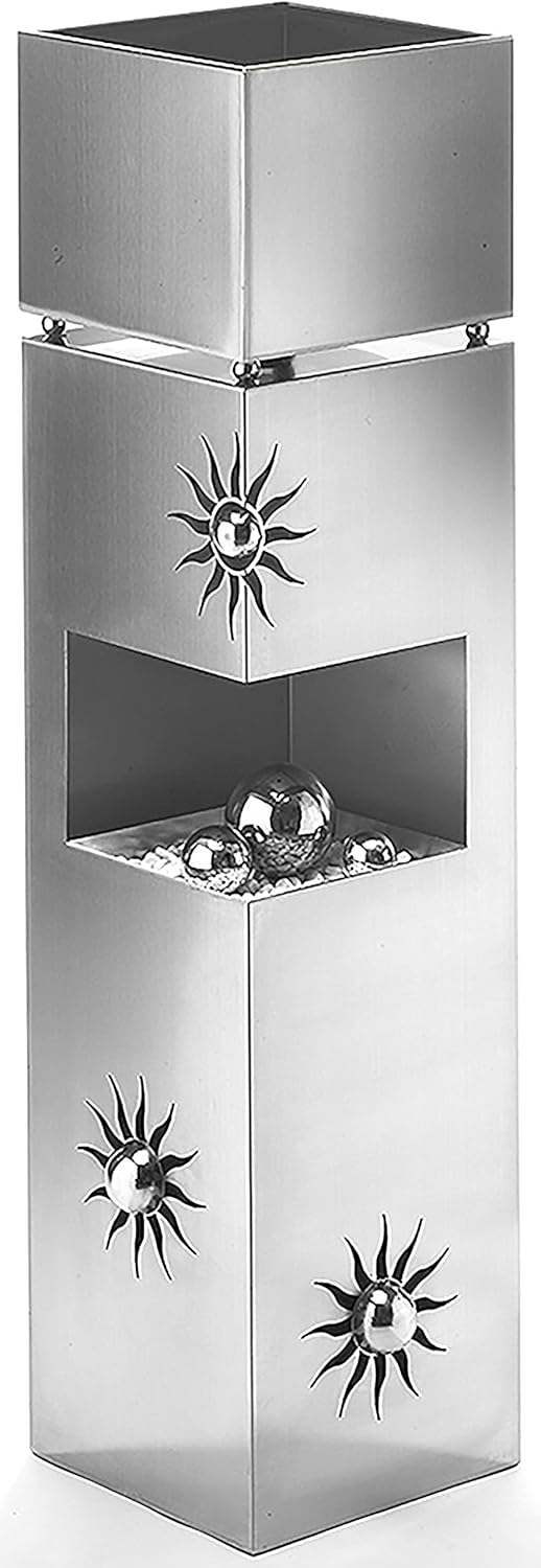 Kobolo Blumensäule Dekosäule Pflanzsäule Schale Bullet - Edelstahl 100 cm - 3 Dekokugeln