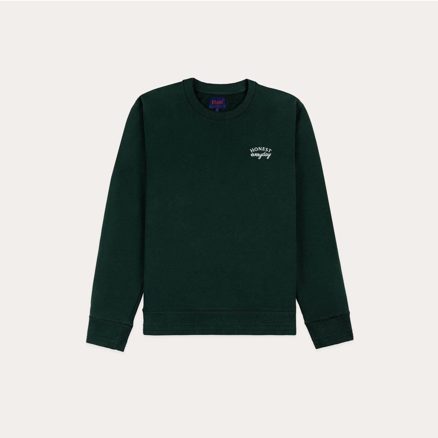Forest green organic cotton embroidered sweatshirt